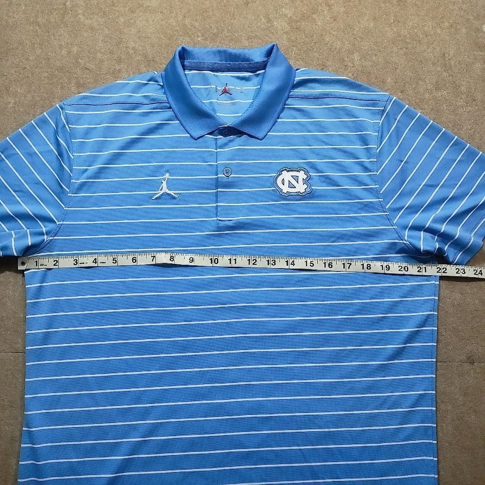 Jordan Blue North Carolina Striped On Field Polo Dri-Fit Shirt -B - Picture 4 of 6